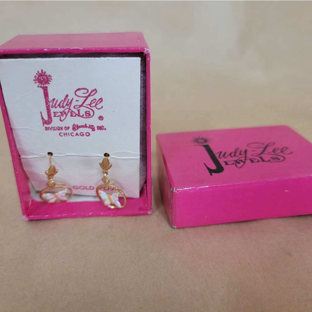 Judy Lee Jewelry Earrings Gold White Butterfly